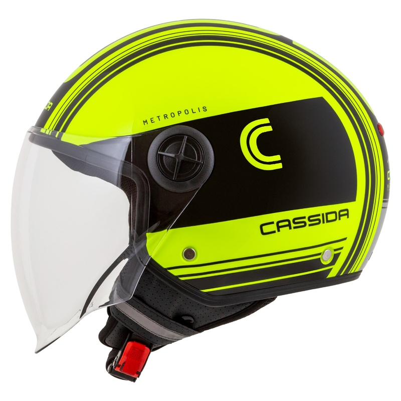 Casco de moto abierto Cassida Handy Metropolis Safety amarillo fluo-negro-reflectante gris