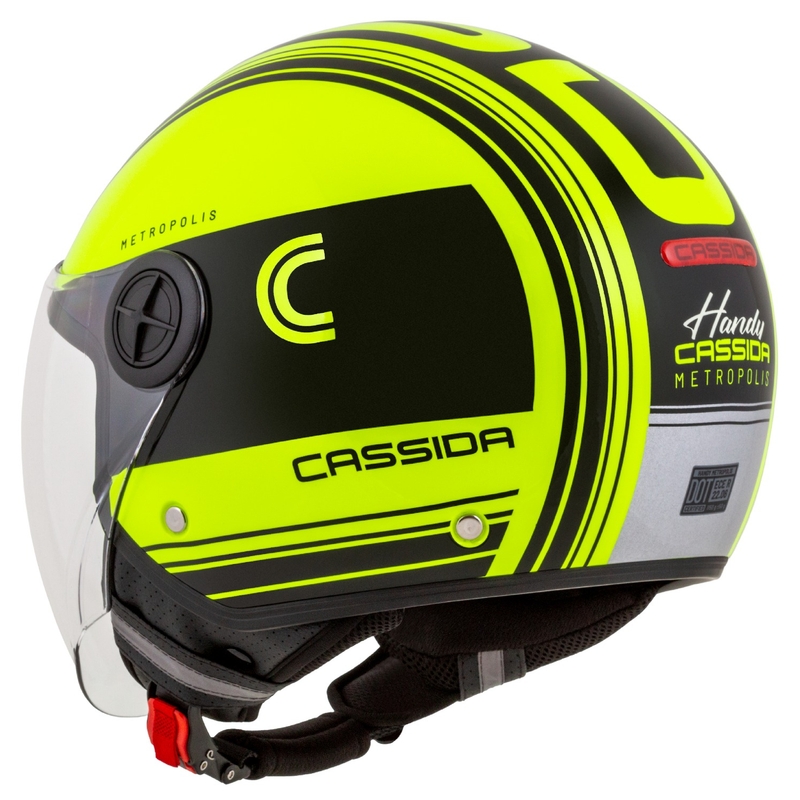 Casco de moto abierto Cassida Handy Metropolis Safety amarillo fluo-negro-reflectante gris