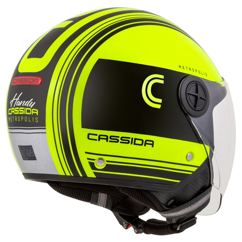 Casco de moto abierto Cassida Handy Metropolis Safety amarillo fluo-negro-reflectante gris