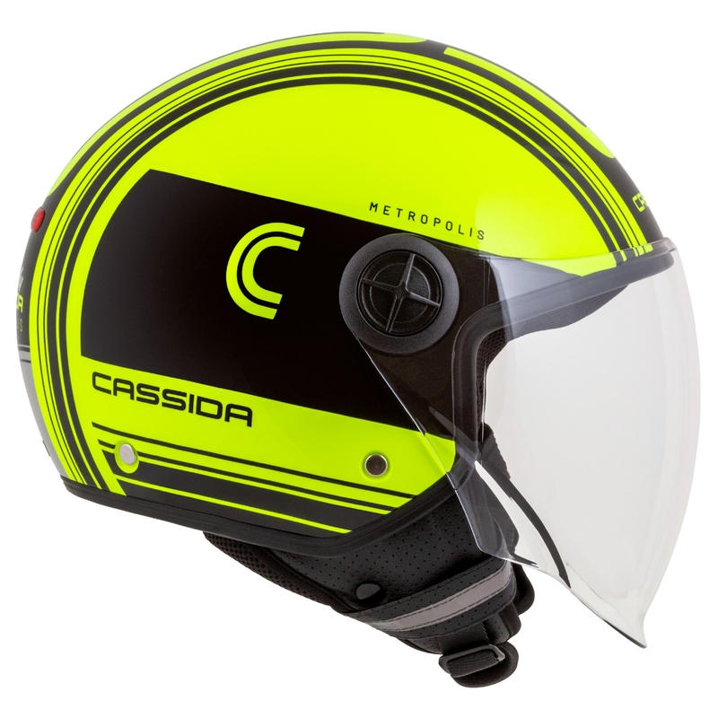 Casco de moto abierto Cassida Handy Metropolis Safety amarillo fluo-negro-reflectante gris