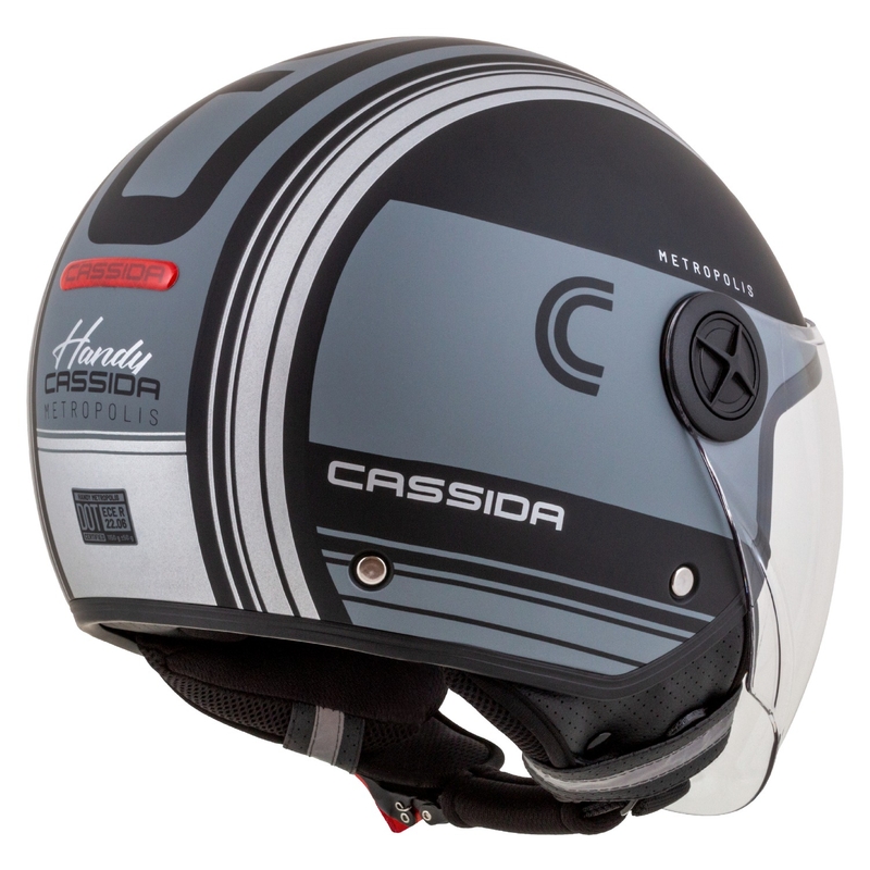 Casco de moto abierto Cassida Handy Metropolis Vision negro-gris reflectante