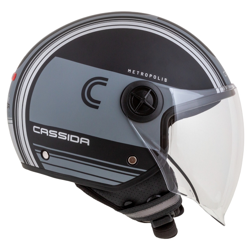 Casco de moto abierto Cassida Handy Metropolis Vision negro-gris reflectante