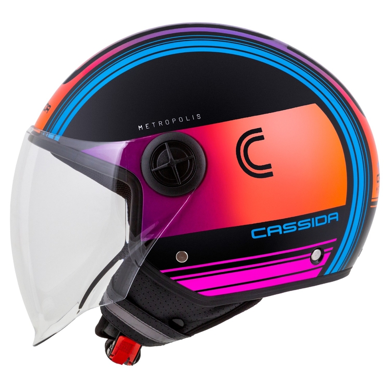 Casco de moto abierto Cassida Handy Metropolis Negro-Turquesa Gradiente