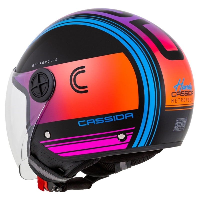 Casco de moto abierto Cassida Handy Metropolis Negro-Turquesa Gradiente