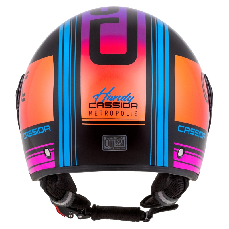 Casco de moto abierto Cassida Handy Metropolis Negro-Turquesa Gradiente