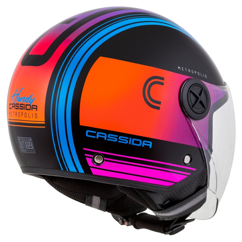Casco de moto abierto Cassida Handy Metropolis Negro-Turquesa Gradiente