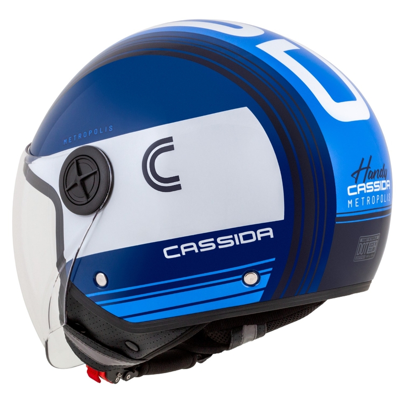 Casco de moto abierto Cassida Handy Metropolis Azul y Blanco