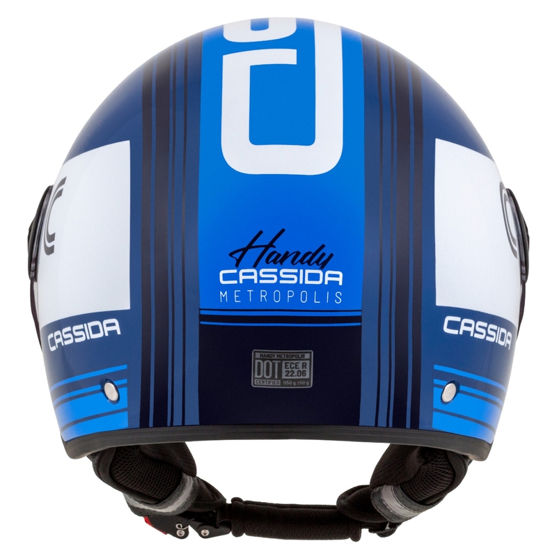 Casco de moto abierto Cassida Handy Metropolis Azul y Blanco