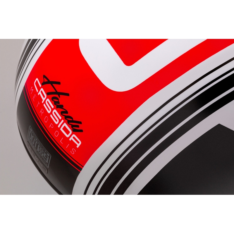 Casco de moto abierto Cassida Handy Metropolis negro-blanco-rojo