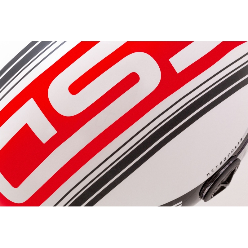 Casco de moto abierto Cassida Handy Metropolis negro-blanco-rojo