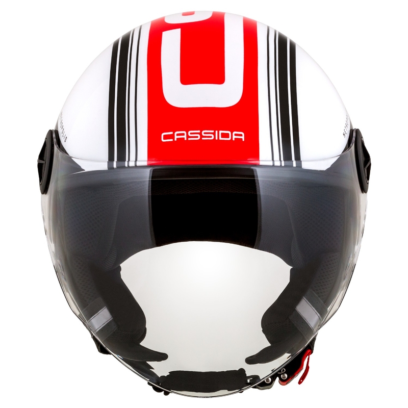 Casco de moto abierto Cassida Handy Metropolis negro-blanco-rojo