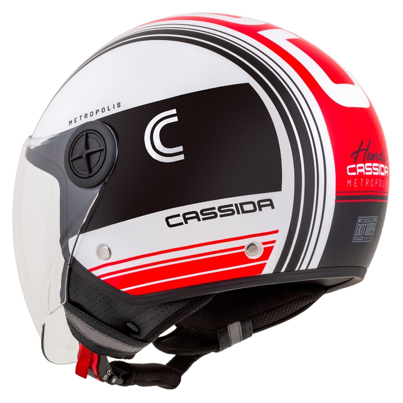 Casco de moto abierto Cassida Handy Metropolis negro-blanco-rojo