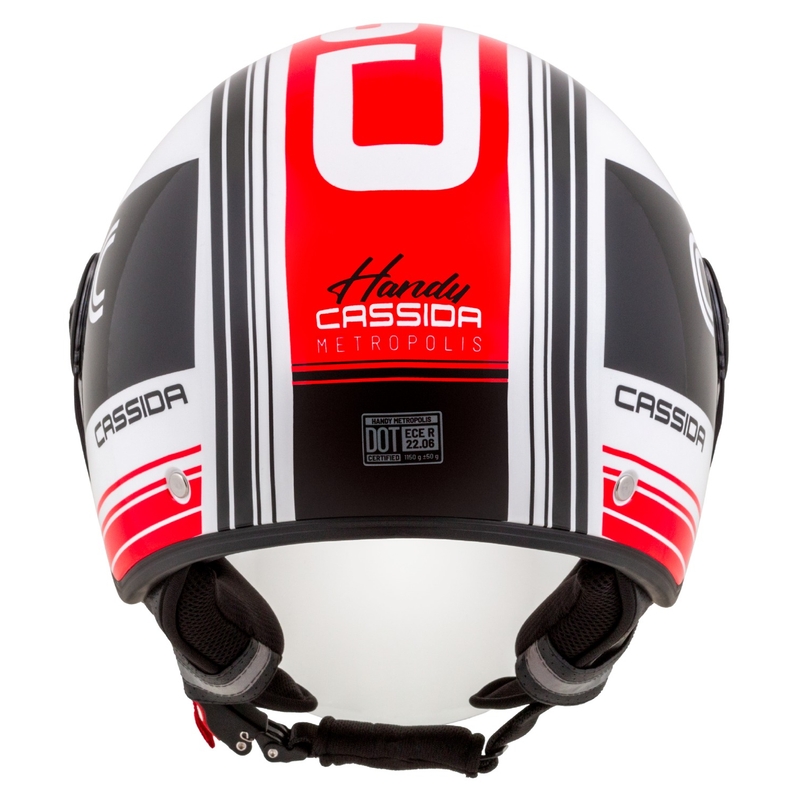 Casco de moto abierto Cassida Handy Metropolis negro-blanco-rojo