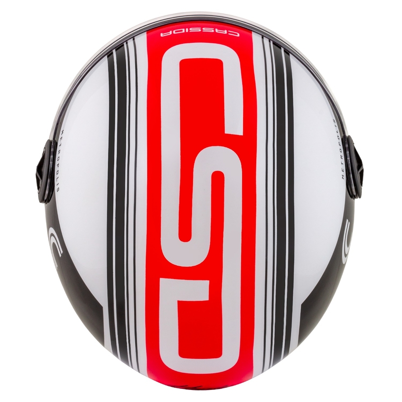 Casco de moto abierto Cassida Handy Metropolis negro-blanco-rojo
