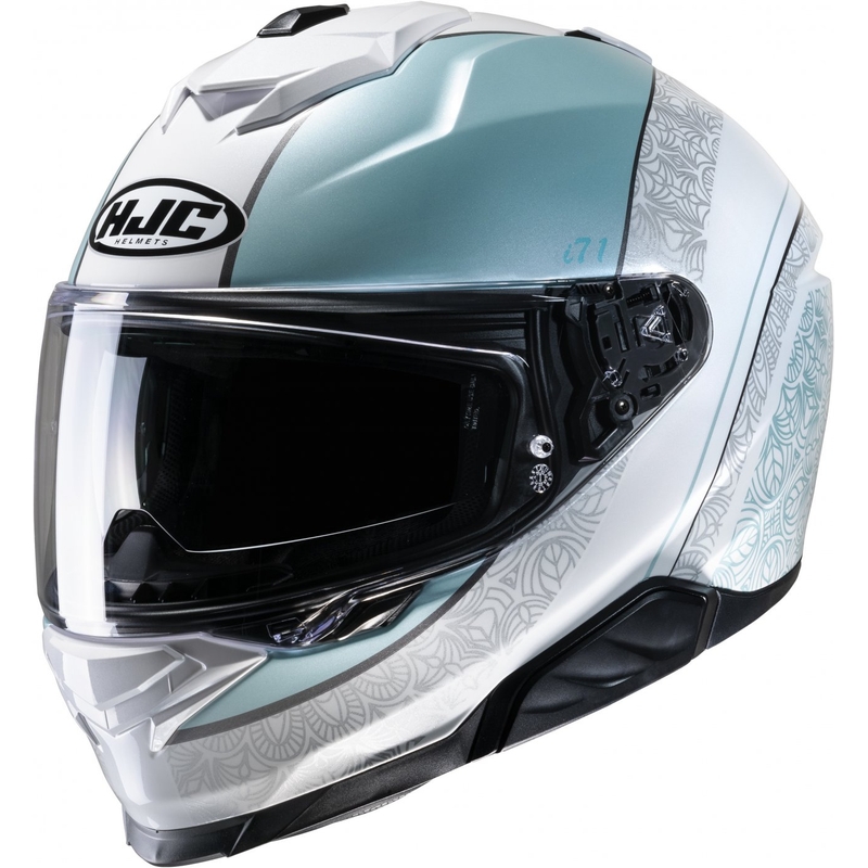 Casco integral de moto HJC i71 Sera MC2 gris-blanco-azul