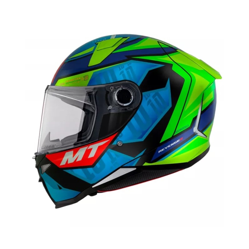 Casco integral de moto MT Revenge 2 S Moreira A7 azul-verde