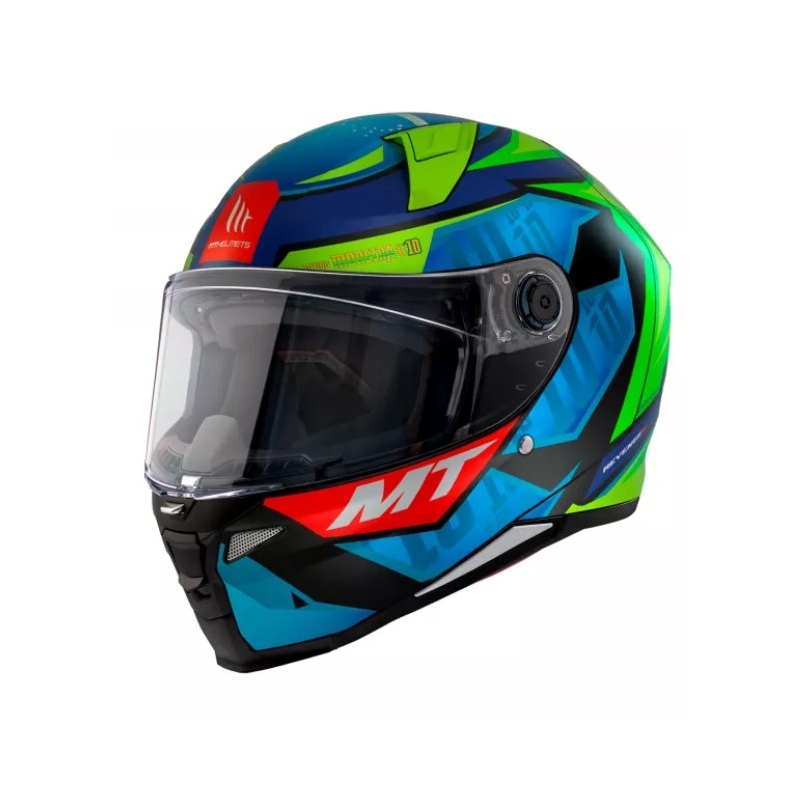 Casco integral de moto MT Revenge 2 S Moreira A7 azul-verde