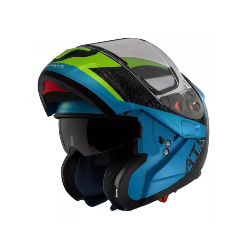 Casco de moto abatible MT Atom SV Adventure A7 negro-verde-azul
