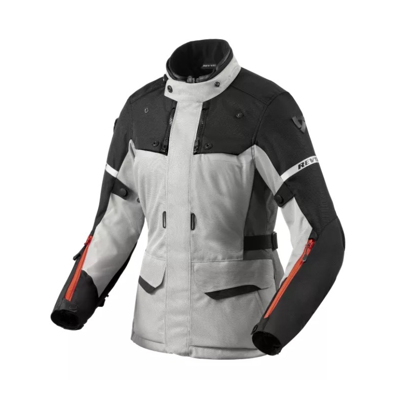 Chaqueta de moto Revit Outback 4 H2O para mujer Plata y Negro