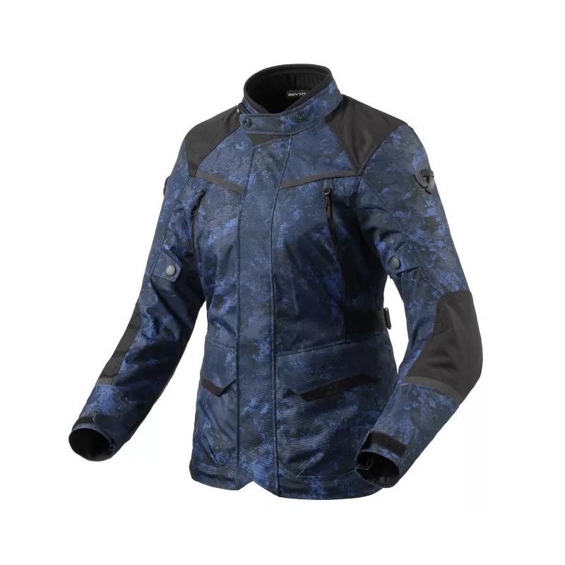 Chaqueta de moto de mujer Revit Voltiac 3 H2O camo azul liquidación