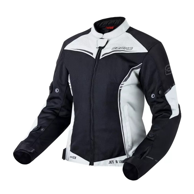 Chaqueta de moto Ozone Jet II gris y negra para mujer liquidación