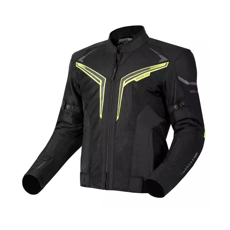 Chaqueta de moto Ozone Flow negro-amarillo fluorescente liquidación