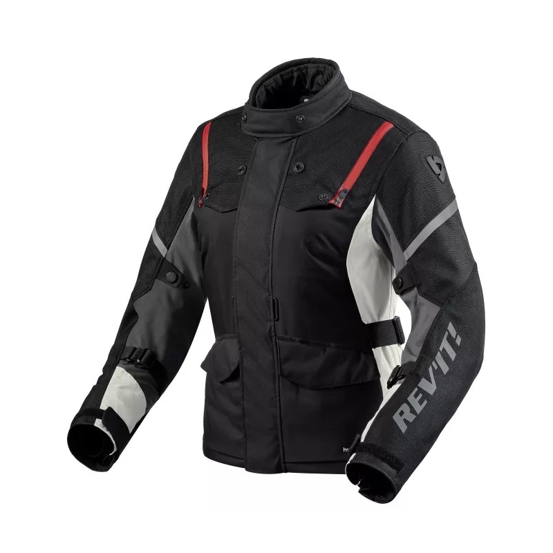 Chaqueta de moto para mujer Revit Horizon 3 H2O Negra y Roja