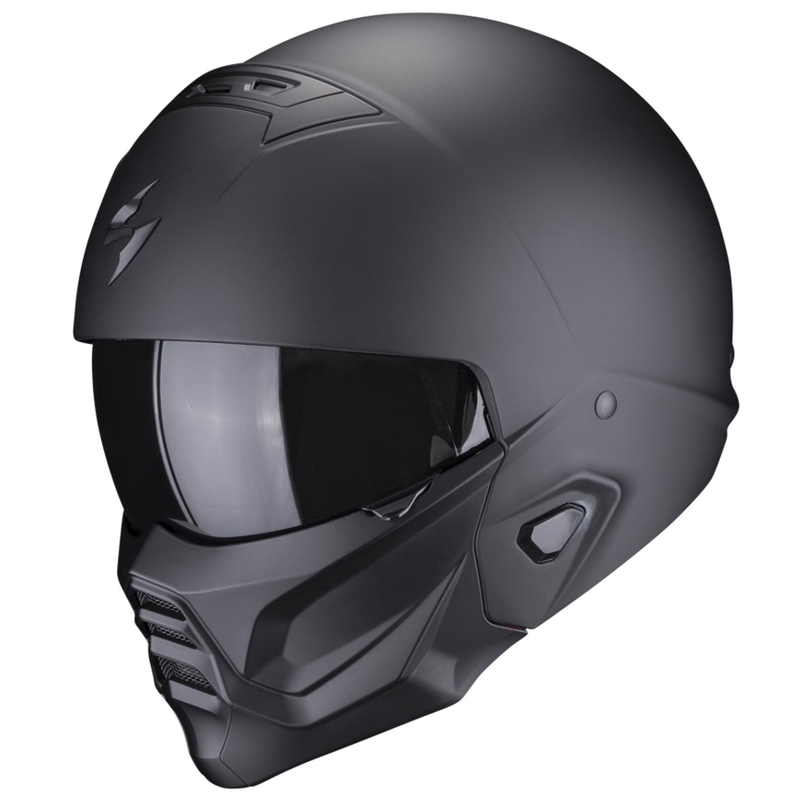 Casco abierto con máscara Scorpion EXO-COMBAT II Sólido negro mate