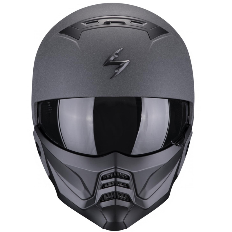 Casco abierto con máscara Scorpion EXO-COMBAT II Gris oscuro grafito sólido