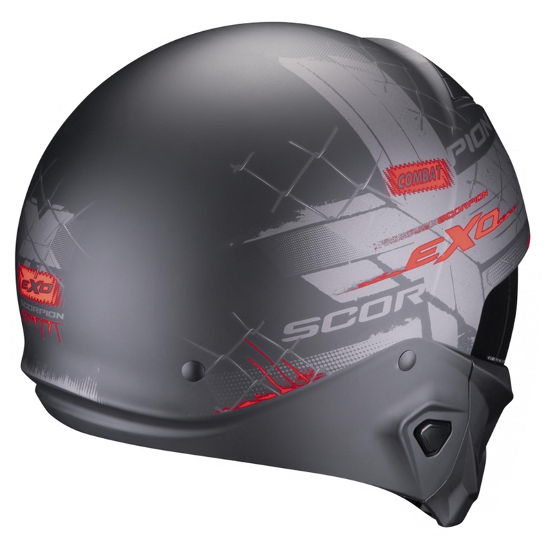 Casco abierto con máscara Scorpion EXO-COMBAT II Xenon negro-rojo mate
