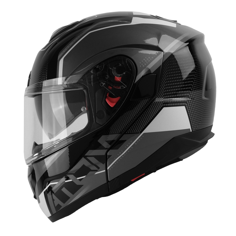 Casco de moto MT Atom SV Quark negro-gris-blanco brillante liquidación
