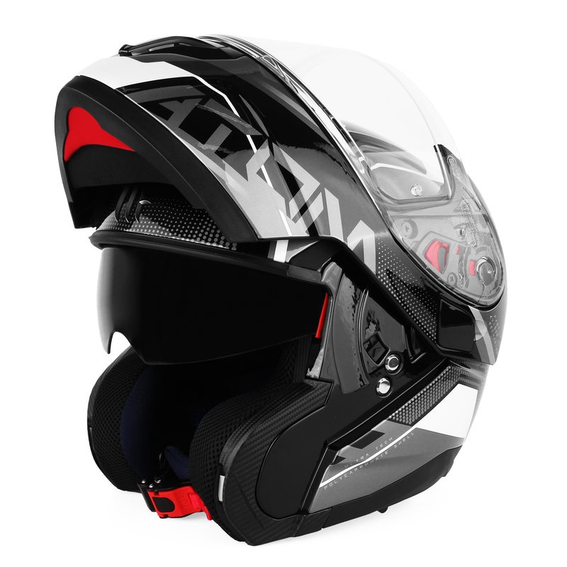 Casco de moto MT Atom SV Quark negro-gris-blanco brillante liquidación