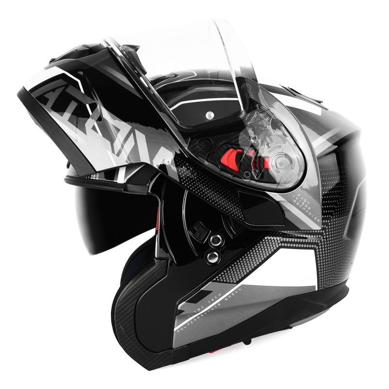 Casco de moto MT Atom SV Quark negro-gris-blanco brillante liquidación