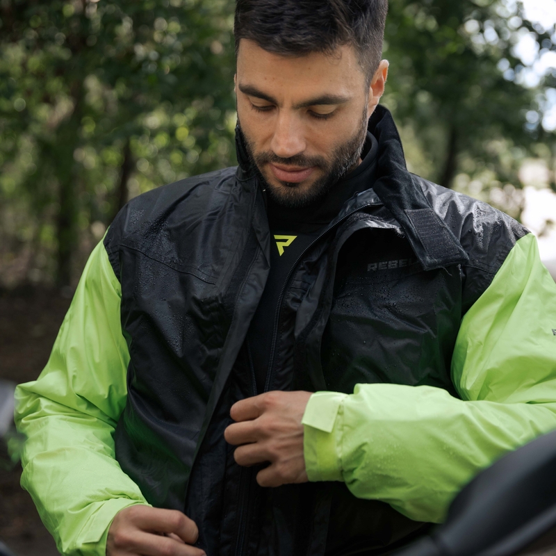 Chubasquero para moto Rebelhorn Rain amarillo fluo