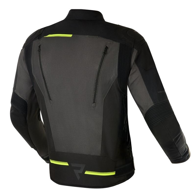 Chaqueta de moto Rebelhorn Borg negro-gris oscuro-amarillo fluo