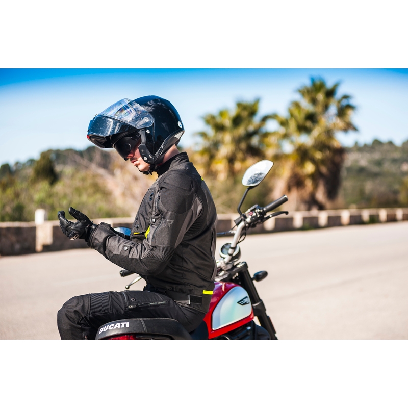 Chaqueta de moto Rebelhorn Borg negro-gris oscuro-amarillo fluo