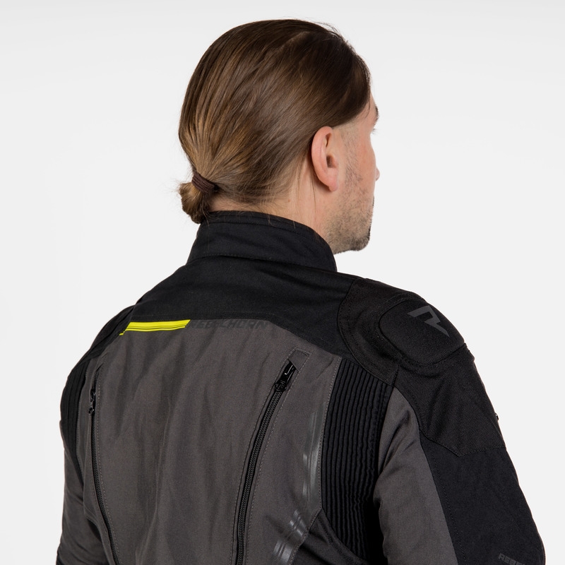 Chaqueta de moto Rebelhorn Borg negro-gris oscuro-amarillo fluo