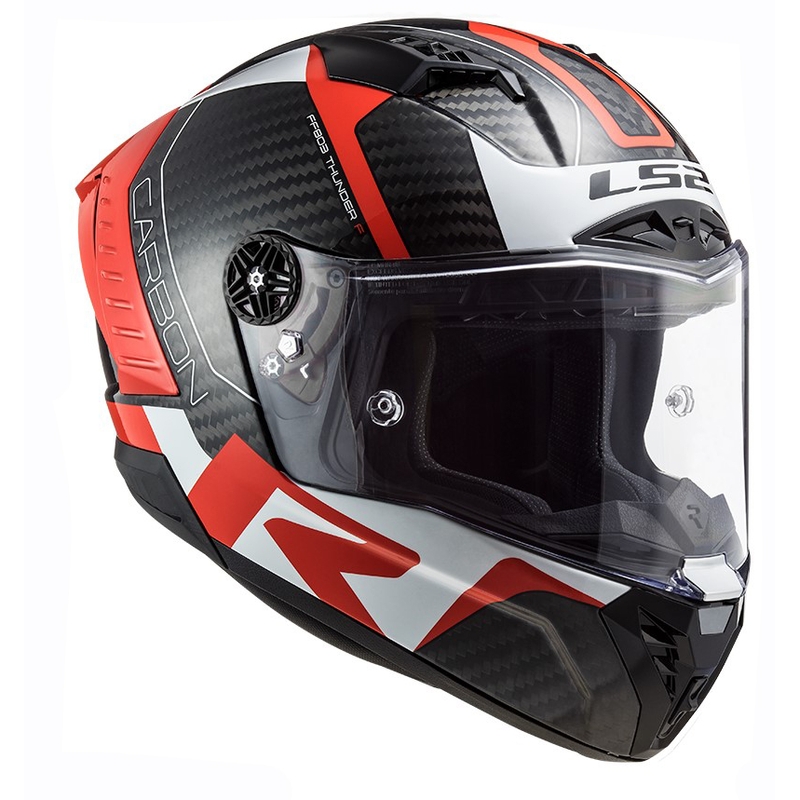 Casco integral de moto LS2 FF805 Thunder C Racing1 negro-blanco-rojo