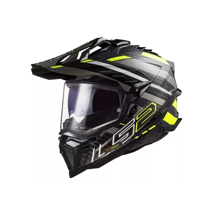 Casco enduro LS2 MX701 Explorer C Edge 06 negro-gris-amarillo fluo