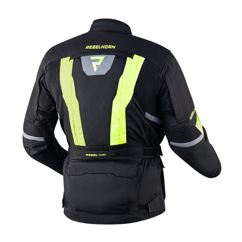 Chaqueta de moto Rebelhorn Hardy II negro-amarillo fluo liquidación