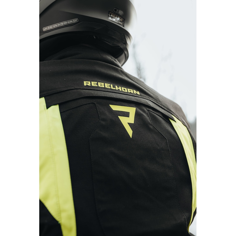 Chaqueta de moto Rebelhorn Hardy II negro-amarillo fluo liquidación