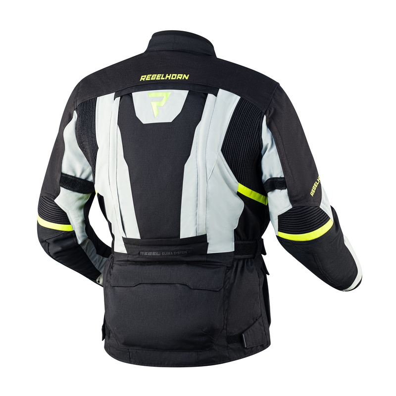 Chaqueta de moto Rebelhorn Hardy II gris-negro-amarillo fluo liquidación