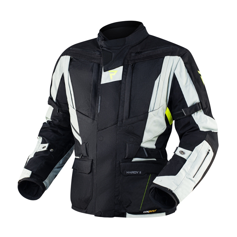 Chaqueta de moto Rebelhorn Hardy II gris-negro-amarillo fluo liquidación