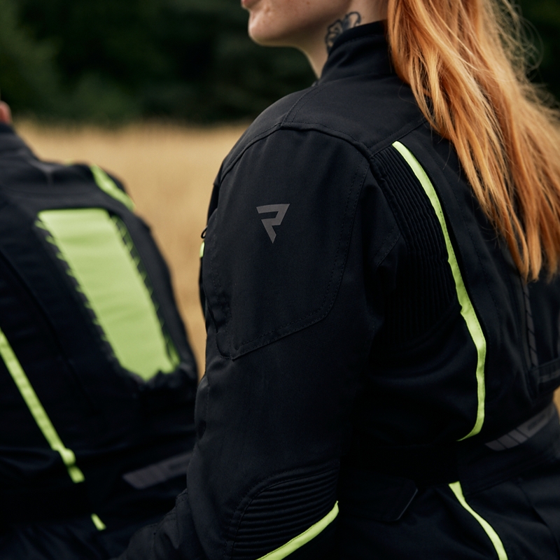 Chaqueta moto mujer Rebelhorn Hiker III negro-amarillo fluo liquidación