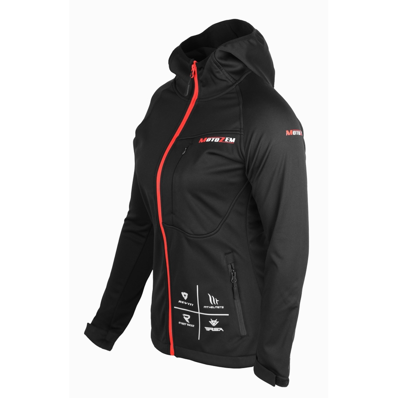 Chaqueta softshell para mujer MotoZem Racing Team negra y roja