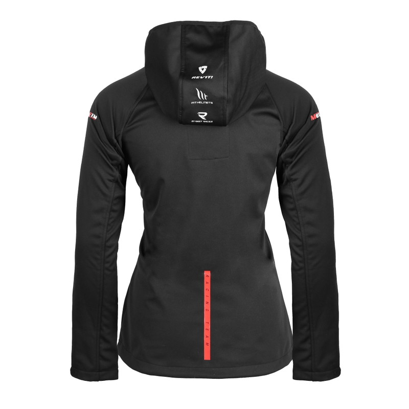 Chaqueta softshell para mujer MotoZem Racing Team negra y roja
