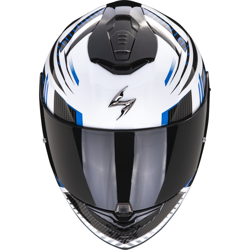 Casco integral de moto Scorpion EXO-1400 EVO Air Shell blanco-azul