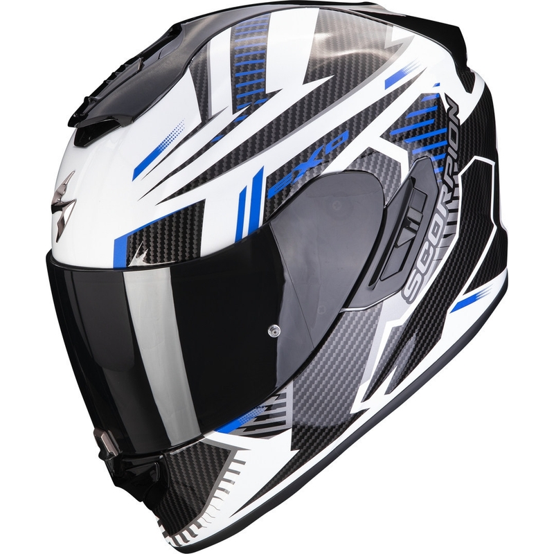 Casco integral de moto Scorpion EXO-1400 EVO Air Shell blanco-azul