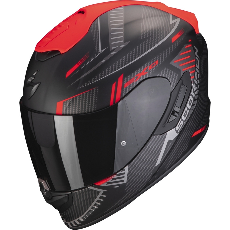 Casco integral de moto Scorpion EXO-1400 EVO Air Shell negro-rojo mate