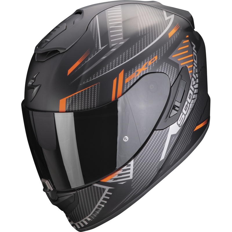 Casco integral de moto Scorpion EXO-1400 EVO Air Shell negro-naranja mate